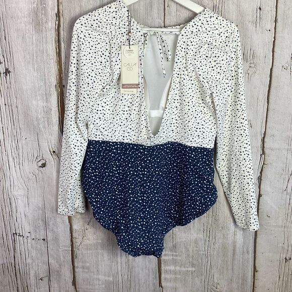Calia Swimsuit Freckle Slate Long Sleeve One Piece Size 14 NWT B - Picture 3 of 14